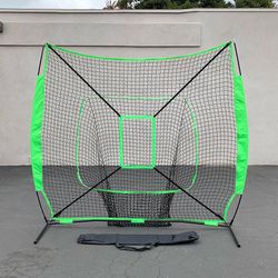 Brand New $55 Baseball & Softball Practice Hitting & Pitching 7x7’ Net with Bow Frame, Carry Bag