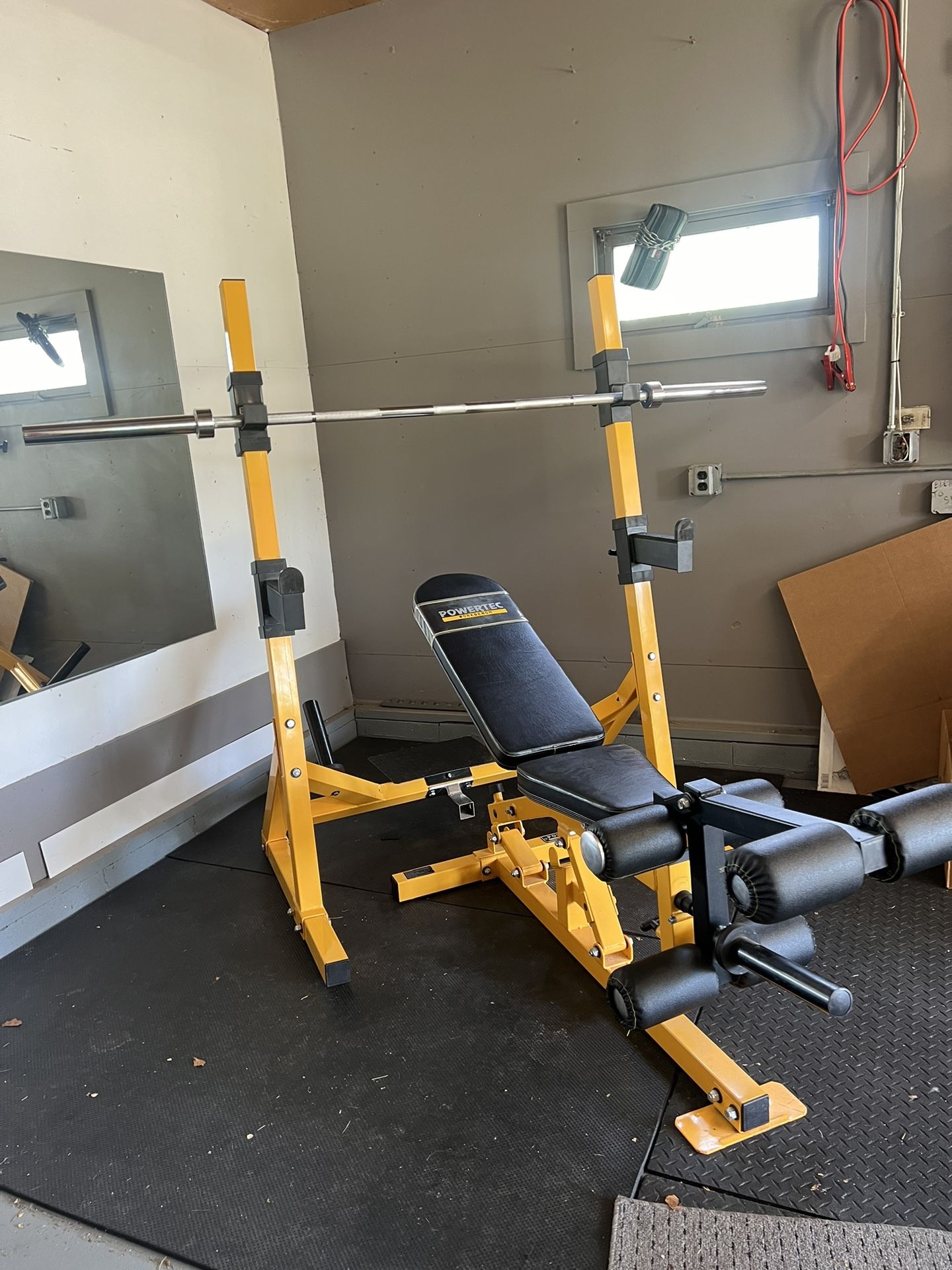 Powetech Squat/bench Rack With Bench And Olympic Barbell
