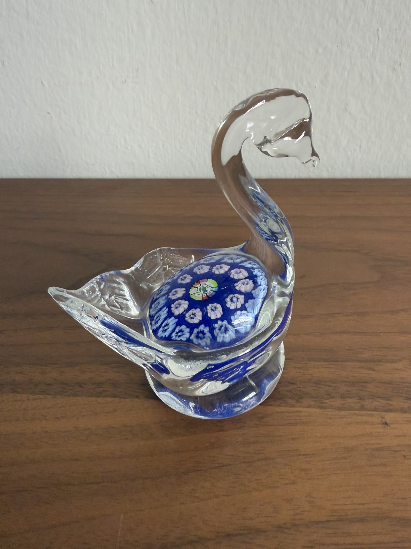 John Deacons Swan Form Concentric Millefiori Paperweight Crystal Glass Scotland