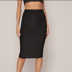 Black Glitter Pencil Skirt