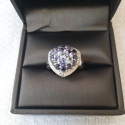 Sterling Silver Lolite Gemstone Cluster Ring 