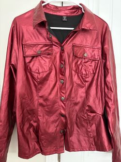 SHEIN Curve Metallic Red Snap Button Jacket 3XL