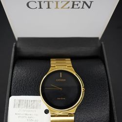 Citizen Stiletto AR3112-57E Eco-Drive Gold-Tone Black Dial Watch