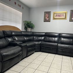 Black Leather Sectional