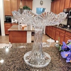 Large Crystal Cake Plate Heavy Perfect 