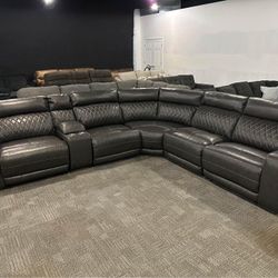 New 🐍$10 Down Payment Finance ✳️Samperstone 6 Piece Reclining Sectional 🎯🎯🎯