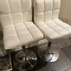 White Barstools (6) Chrome Adjustable