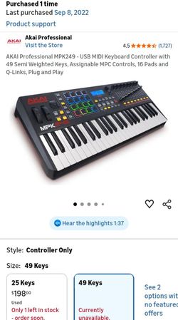 Akai Professional MPK249 49-Key USB MIDI Keyboard Controller.