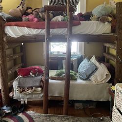 Rustic Log Twin Bunk Beds
