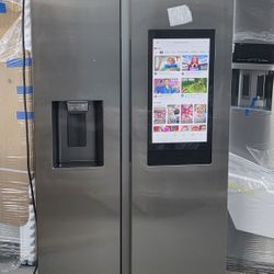 New Samsung Side By Side Refrigerator With Family Hub Tv Screen 
