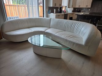 leather couch with glass table
