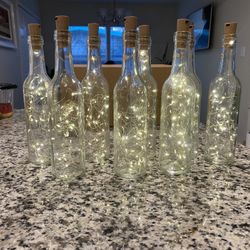 8 Glass Bottles With Lights 
