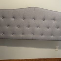 Queen Gray Fabric Headboard (Like New)