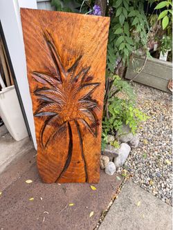 Handcarved wooden wall plaque