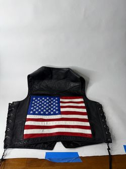 Bikers Club Leather American Flag Vest- LG