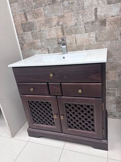 32” Solid Wood Vanity with top and faucet $700