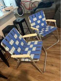 Vintage Blue Folding Lawn Chairs – $10 Each OBO