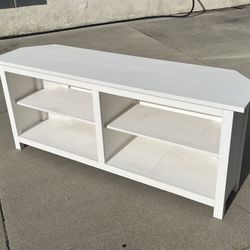 Solid Wood White TV Stand 58x16x24h