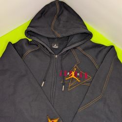 Vintage Y2K Air Jordan Jumpman Men's Full Zip Embroidered Hoodie Sweatshirt L