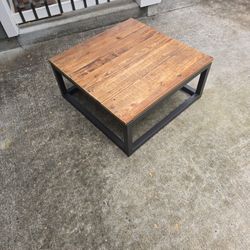 Rustic Wood & Metal Coffee Table