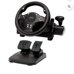 DOYO Racing Wheel for PC, PS3, PS4, Xbox One, Switch – 270° Steering Wheel with Pedals, Dual Vibration, Gear Shifter – R270