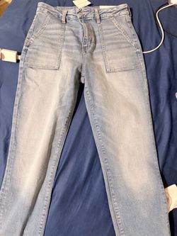 Light Wash High-Rise Patch Pocket Jeans
