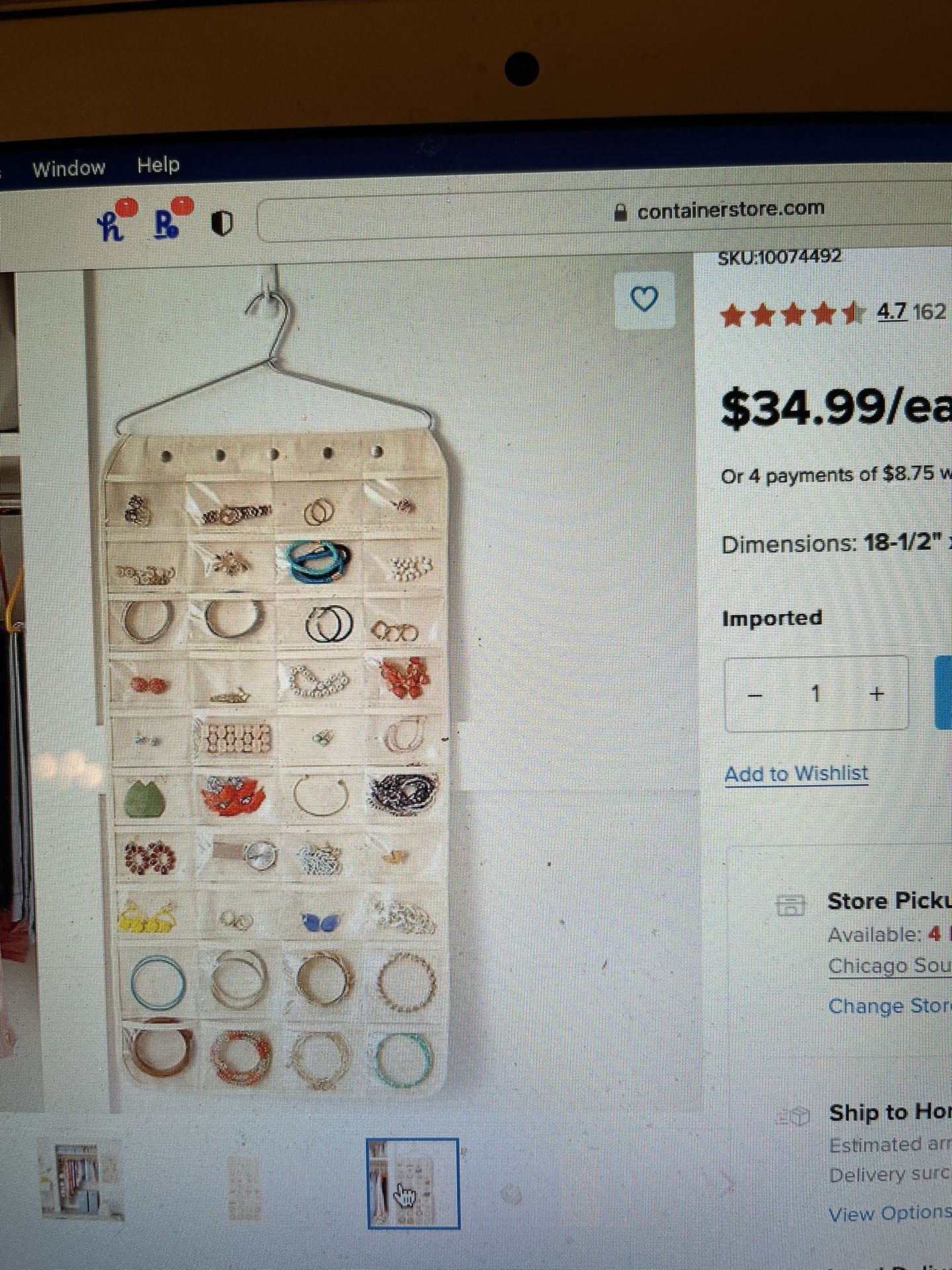 80 Pocket Hanging Jewelry Organizer