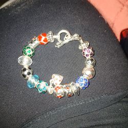 Silver Pandora style charm braclet