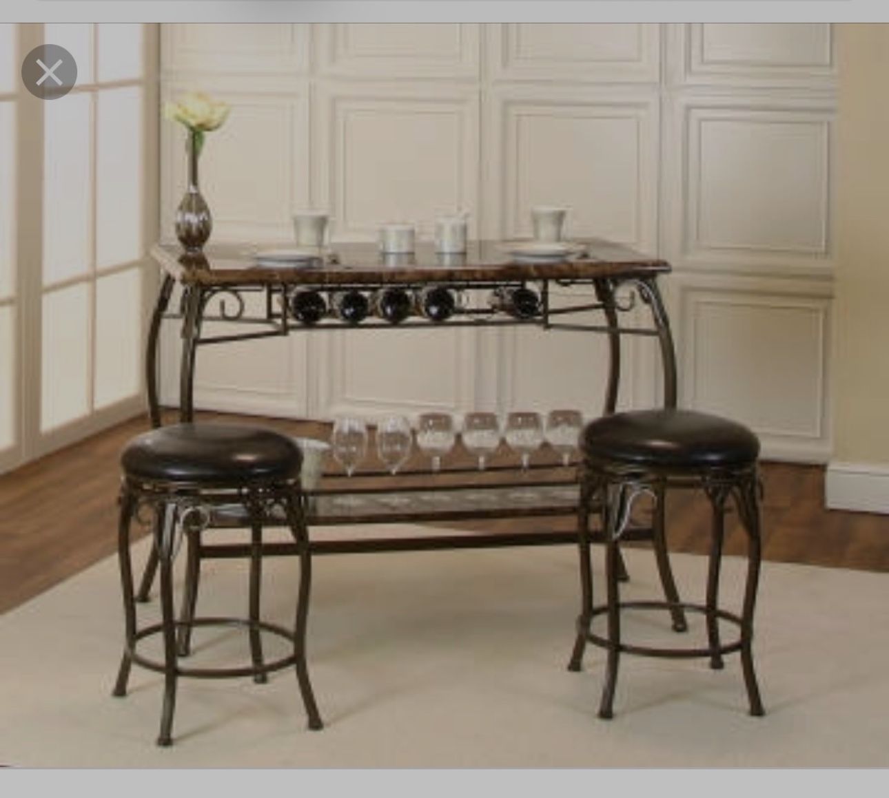 Pub Table With Two Stools.