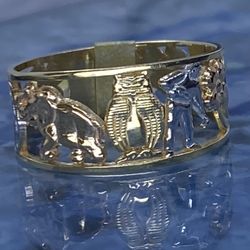 $375 Three Tone Yellow White And Rose Gold Lucky Figure Ring