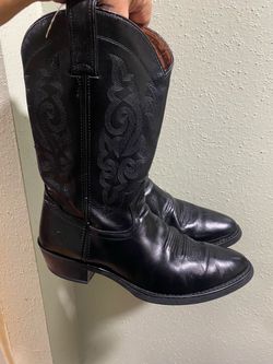 DOUBLE H MEN'S BLACK LEATHER WESTERN COWBOY WORK BOOTS STYLE DH3256, SIZE 10D,