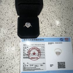 14k White Gold Moissanite Heart Stone 1ct 