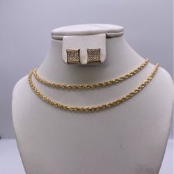 14k Solid Mens Women Unisex Gold Necklaces & 14k MenGold Earrings 