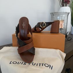 LV Monogram Leather Mules/platform