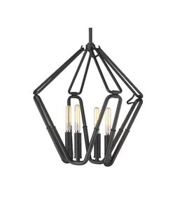 Golden Lighting Corbin 4-Light Natural Black Lantern Pendant
