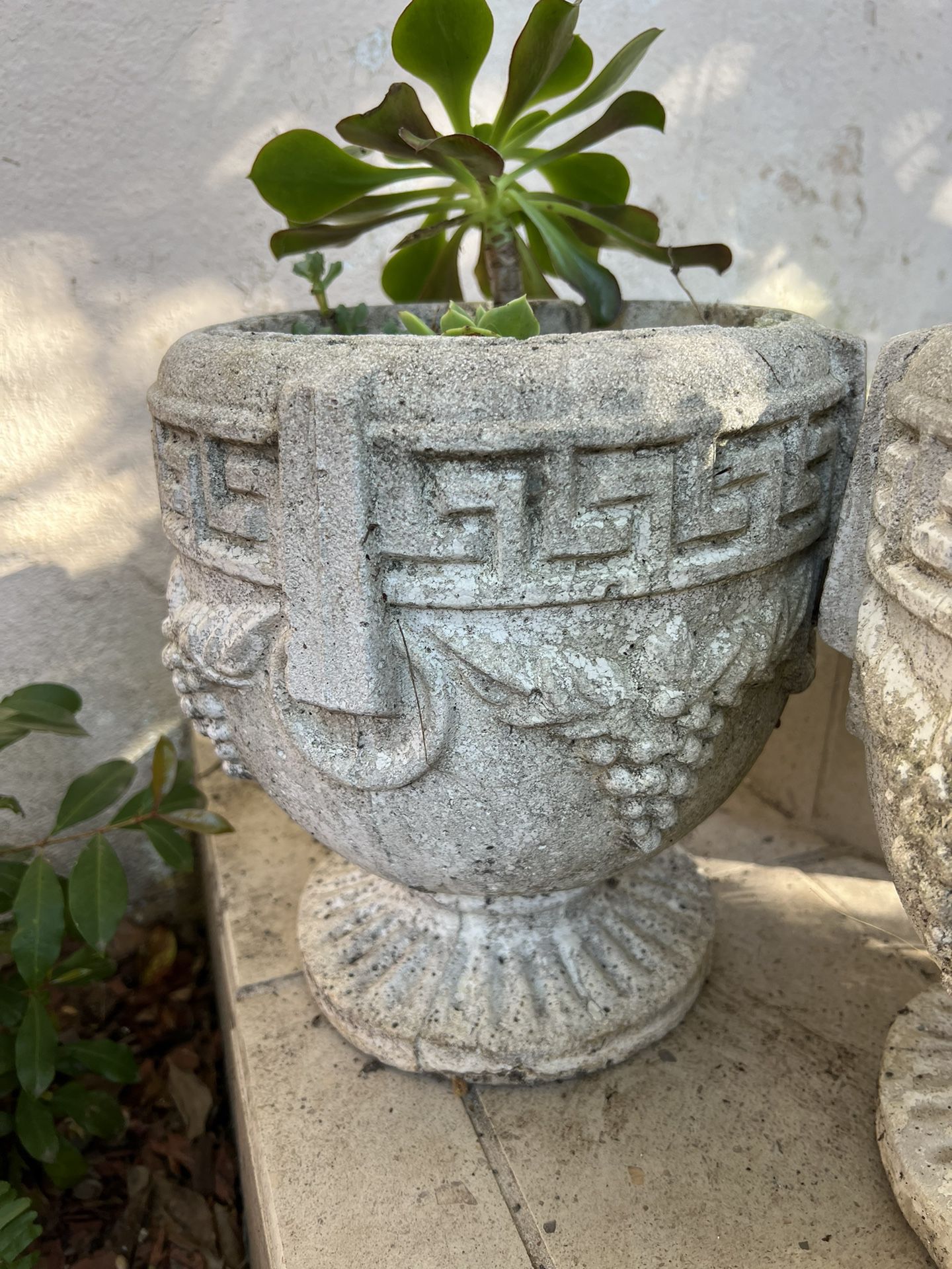 Vintage Cement Garden Flower Pots 