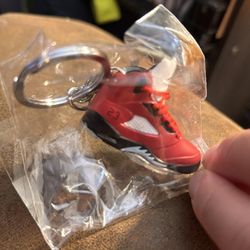 3d Mini Jordan 5 Retro  Keychain Fire Red 