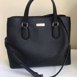 Kate Spade Evangelie Black Saffiano Genuine Leather Crossbody Handbag Purse