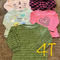 Winter/fall Girl Clothes, Long Sleeve Shirts Size 4T