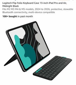 Logitech Flip Folio Keyboard Case 13-inch iPad Pro and Air, Midnight Black