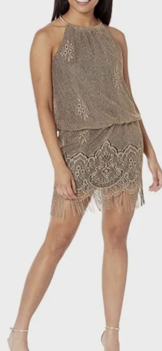 Halter Crochet Fringe Hem Dress