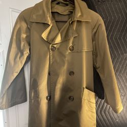 Khaki double-breasted trench coat