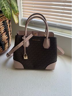 Michael Kors brown pink crossbody satchel bag
