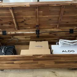 Solid Acacia wood storage bench