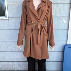 Woman’s camellia brown flowy trench coat size L