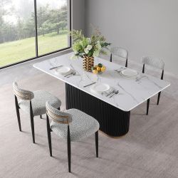 Set of 4pcs Boucle Upholstered Dining Chairs
