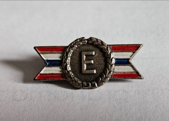WWII Army Navy "E" Production Award Pin Sterling Red White Blue Enamel USA