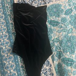 Abercrombie Velvet Black Bodysuit Small