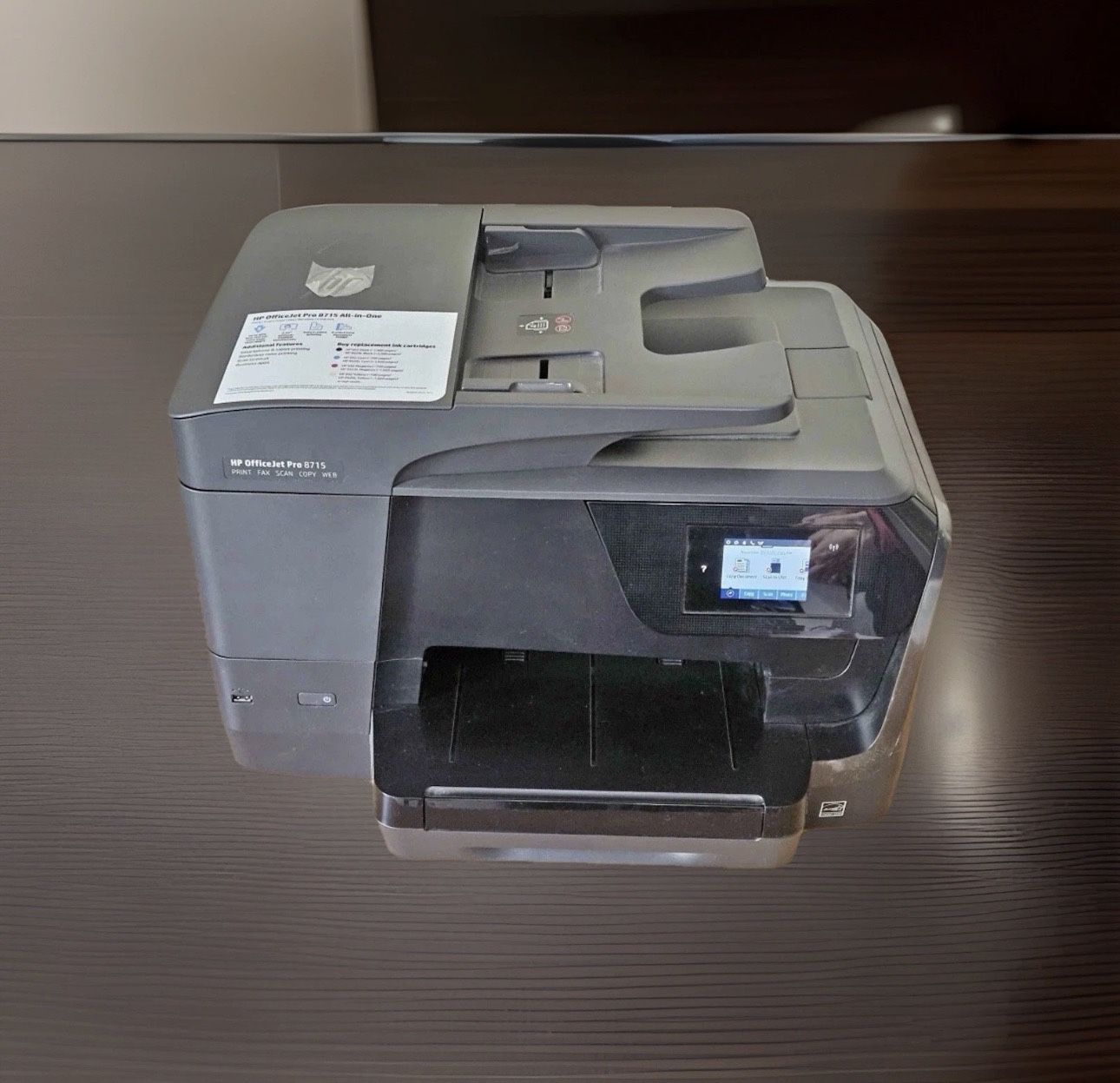 HP OfficeJet Pro 8715 All-in-one Color Printer Tested **FREE NEW INK IN BOX**