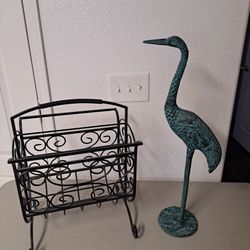Bird Figurine And Magazine Rack
